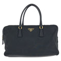 Prada Tessuto Saffiano Black Gold Nylon Leather Tote
