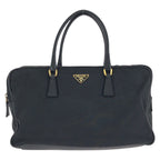 Prada Tessuto Saffiano Black Gold Nylon Leather Tote