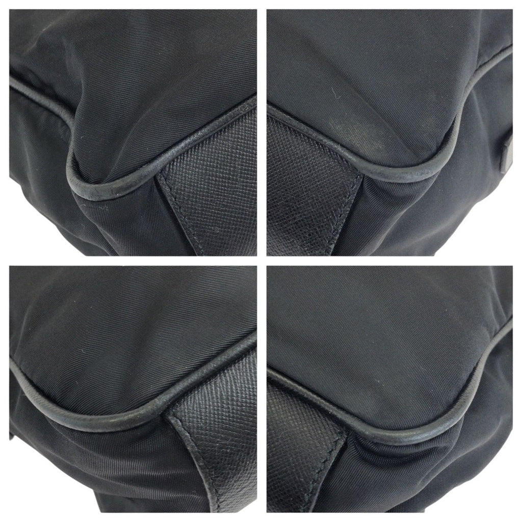 Prada Tessuto Saffiano Black Gold Nylon Leather Tote — view 3