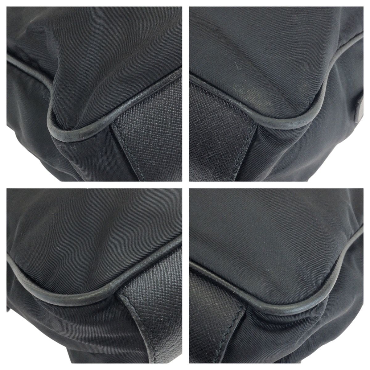 Prada Tessuto Saffiano Black Gold Nylon Leather Tote — view 3