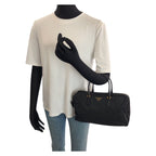 Prada Tessuto Saffiano Black Gold Nylon Leather Tote — view 7