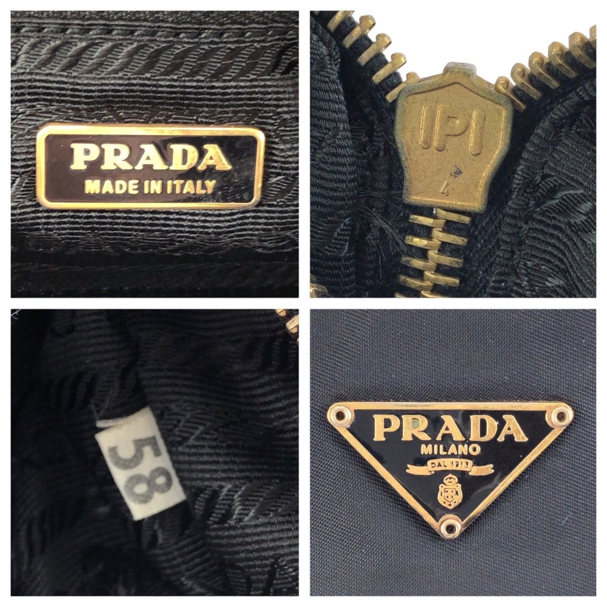 Prada Tessuto Saffiano Black Gold Nylon Leather Tote — view 4
