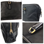 Prada Tessuto Saffiano Black Gold Nylon Leather Tote — view 6