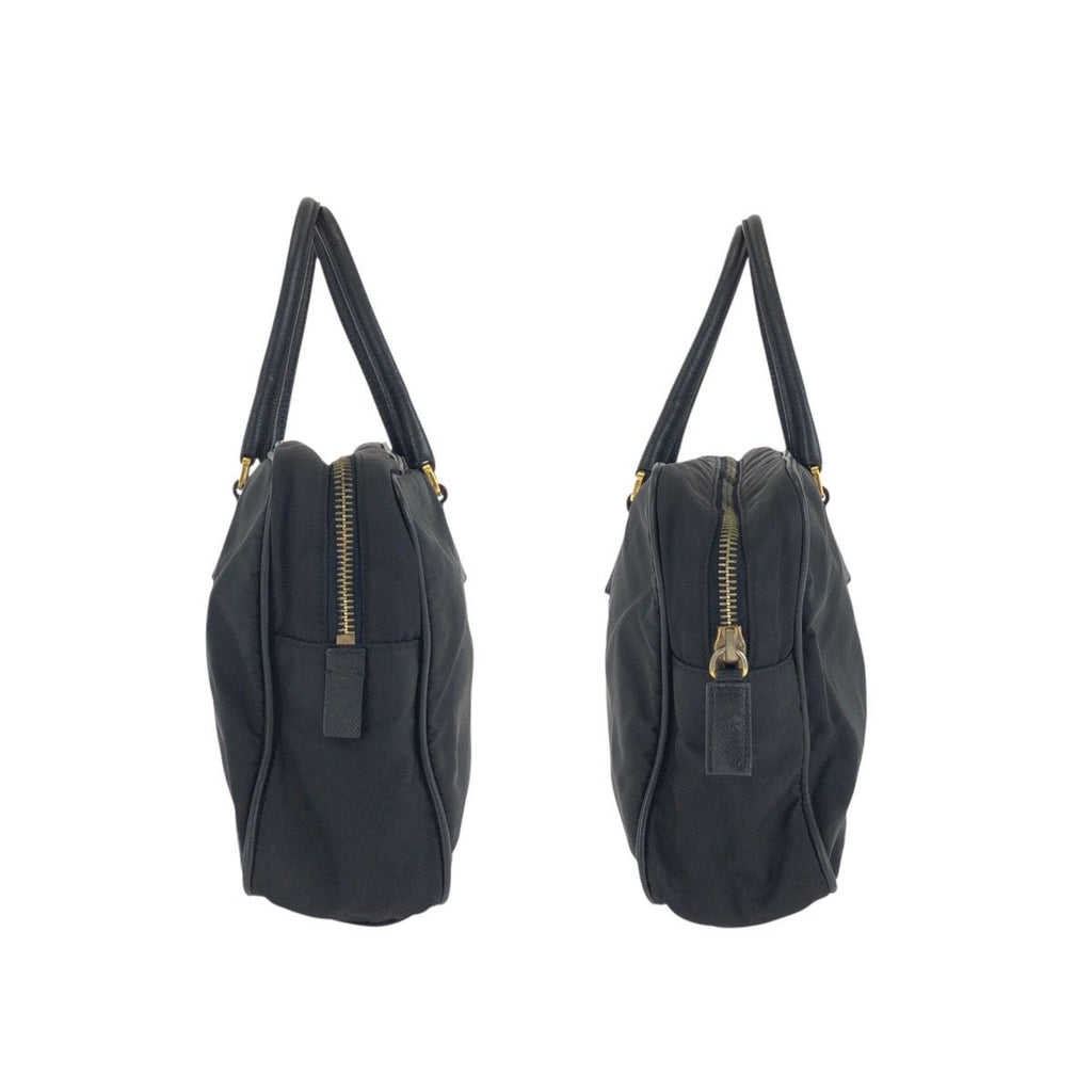 Prada Tessuto Saffiano Black Gold Nylon Leather Tote — view 8
