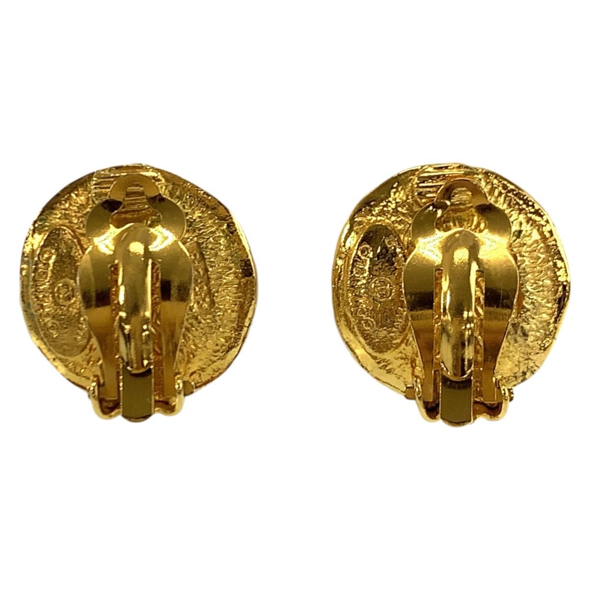 Chanel Vintage Round Logo Gold Plated Faux Pearl Earrings — view 2