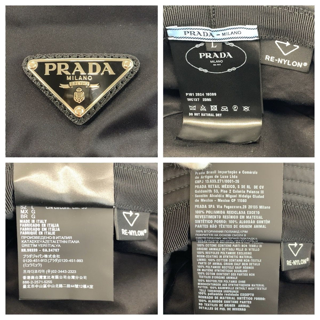 Prada Tessuto L Black Silver Nylon Bucket — view 7