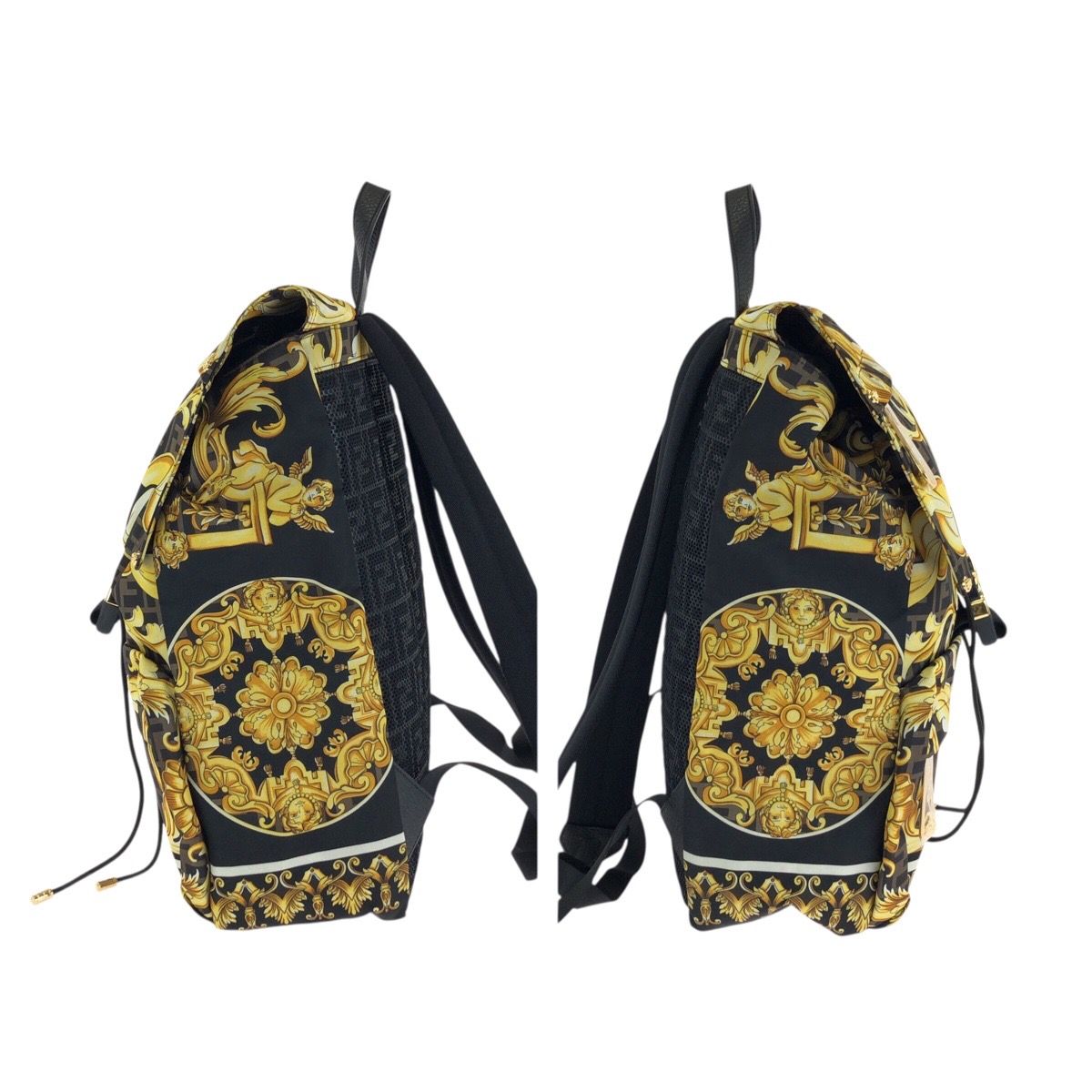 Fendi Black Brown Yellow Gold Nylon Backpack — view 7