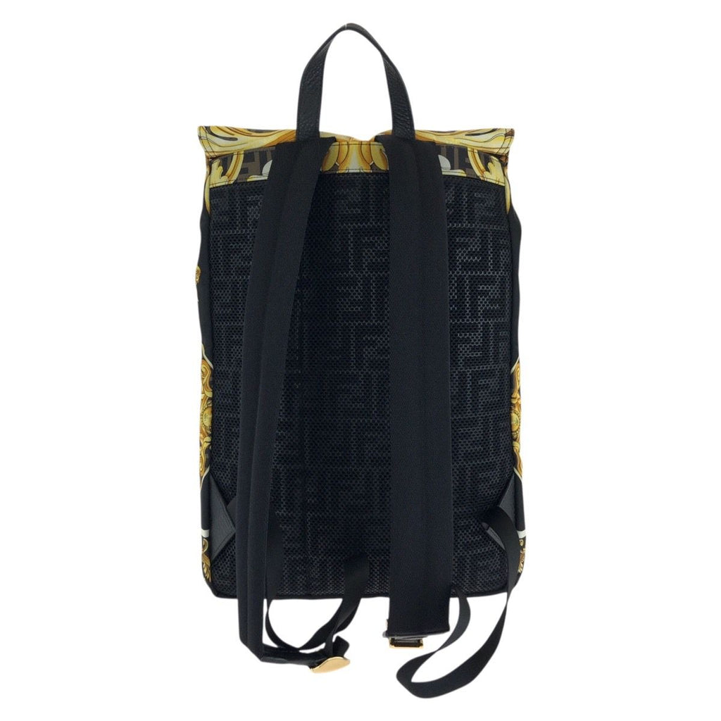 Fendi Black Brown Yellow Gold Nylon Backpack — view 2