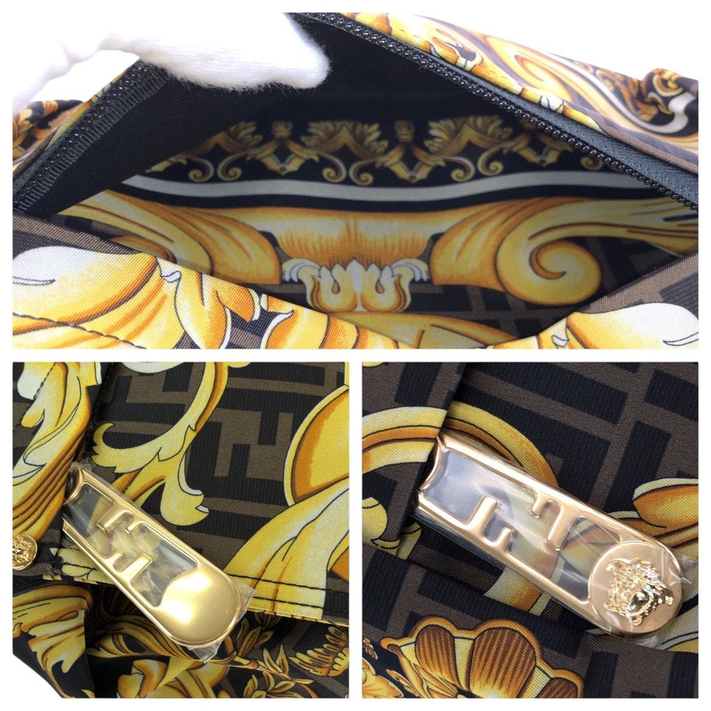 Fendi Black Brown Yellow Gold Nylon Backpack — view 5