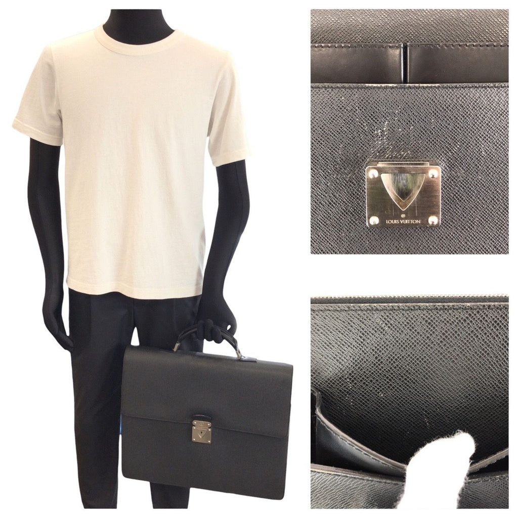 Louis Vuitton Taiga Robusto 1 Black Silver Leather Business Briefcase — view 7