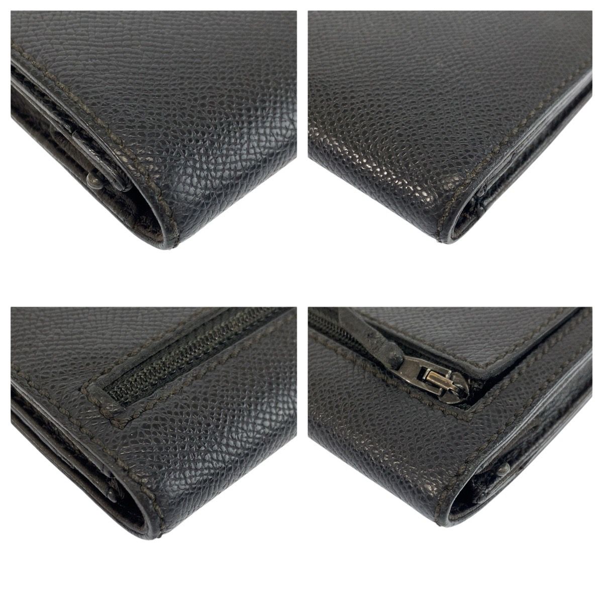 Chanel CC Logo Black Gold Leather Folded Wallet Compact — view 8