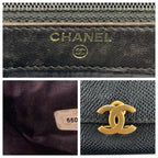 Chanel CC Logo Black Gold Leather Folded Wallet Compact — view 3