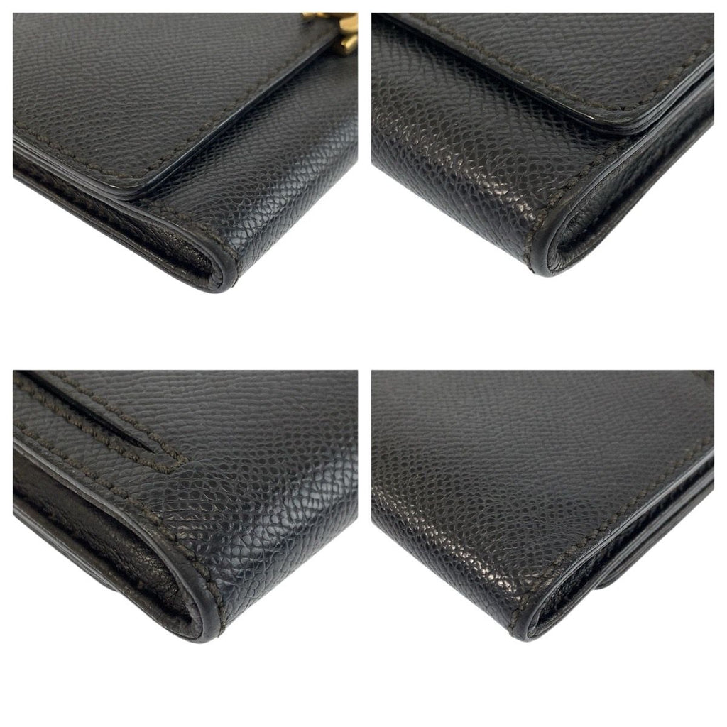 Chanel CC Logo Black Gold Leather Folded Wallet Compact — view 7