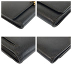 Chanel CC Logo Black Gold Leather Folded Wallet Compact — view 7
