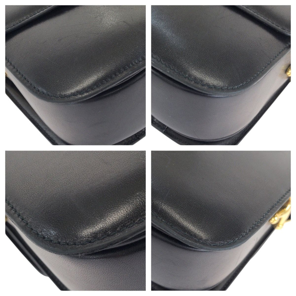 Celine Vintage Horse Carriage Black Gold Leather Shoulder — view 3