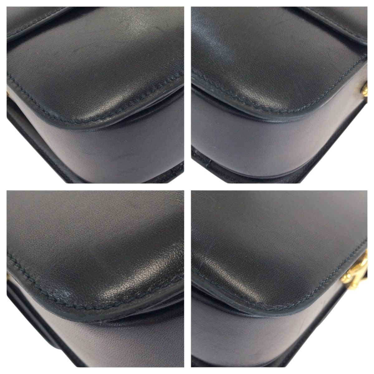 Celine Vintage Horse Carriage Black Gold Leather Shoulder — view 3