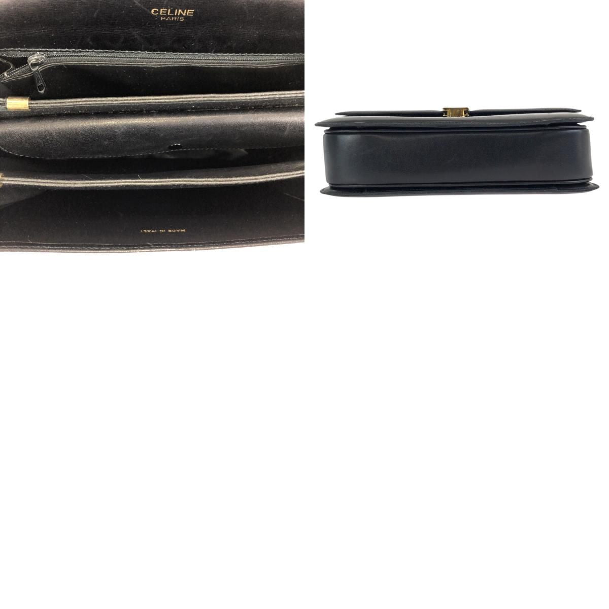 Celine Vintage Horse Carriage Black Gold Leather Shoulder — view 9