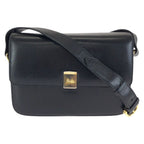 Celine Vintage Horse Carriage Black Gold Leather Shoulder