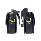 Celine Vintage Horse Carriage Black Gold Leather Shoulder — view 8