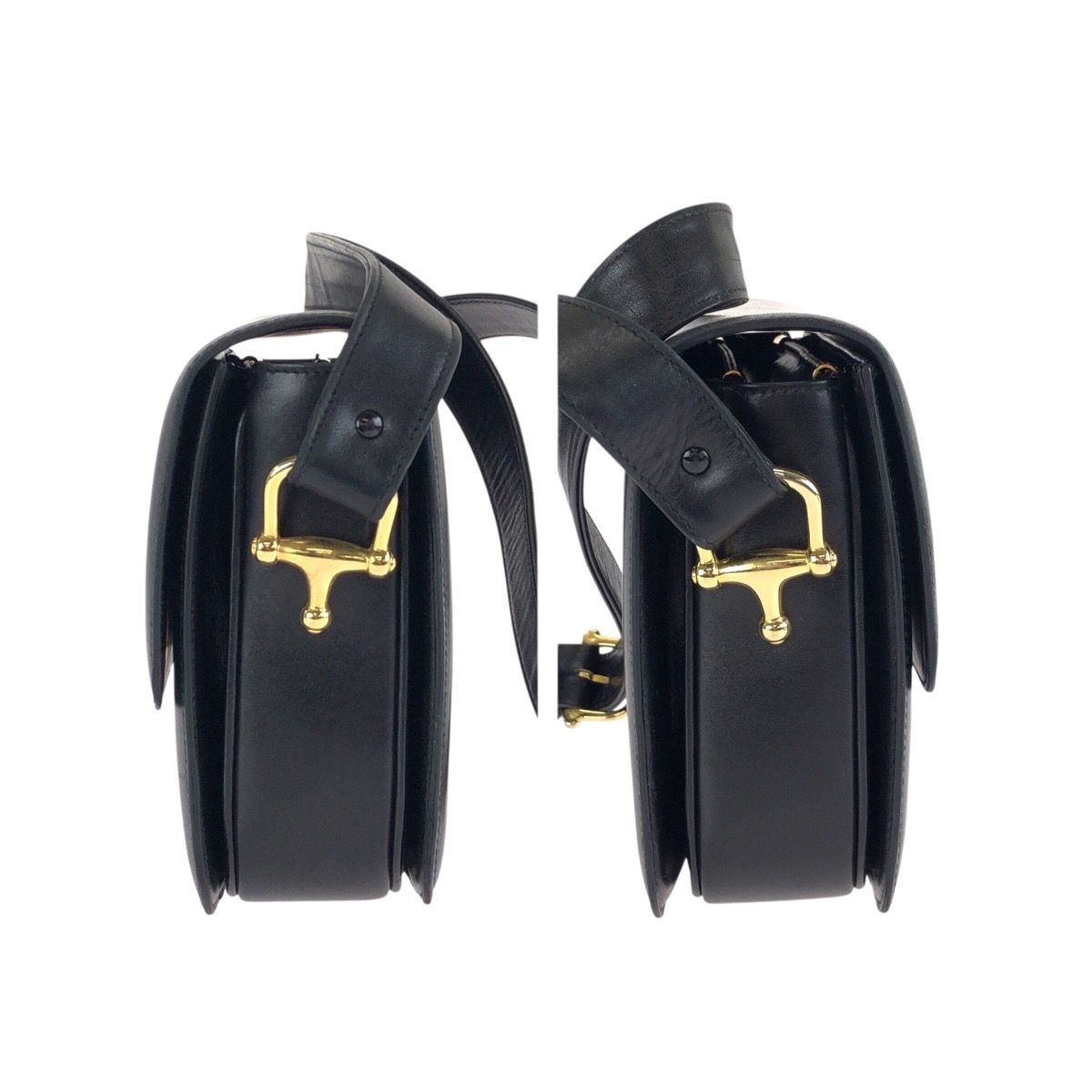 Celine Vintage Horse Carriage Black Gold Leather Shoulder — view 8
