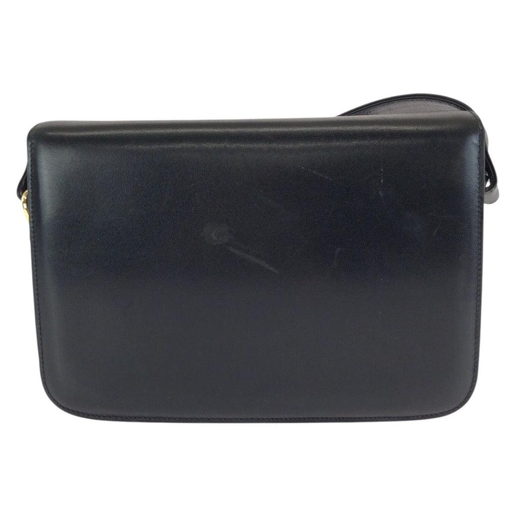 Celine Vintage Horse Carriage Black Gold Leather Shoulder — view 2