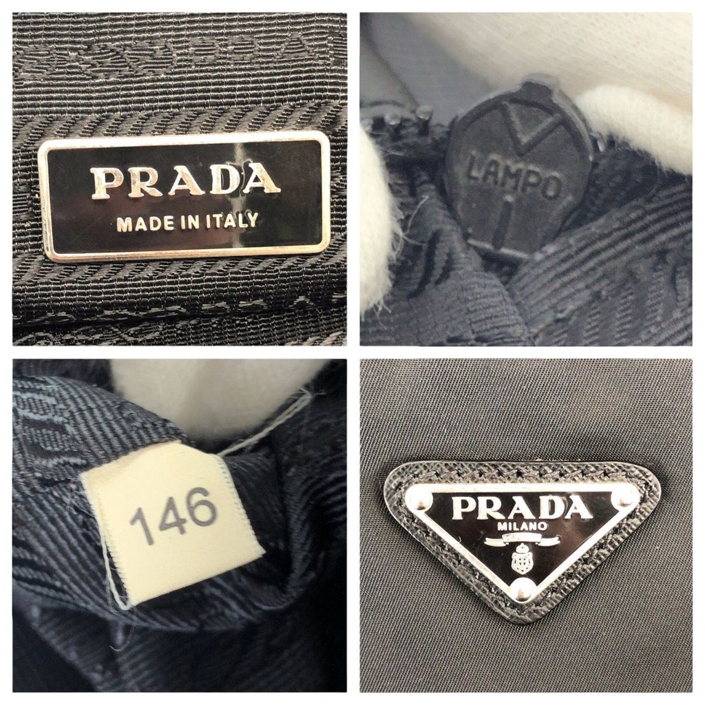 Prada Tessuto Saffiano Black Silver Nylon Leather Business Briefcase 2-Way — view 4