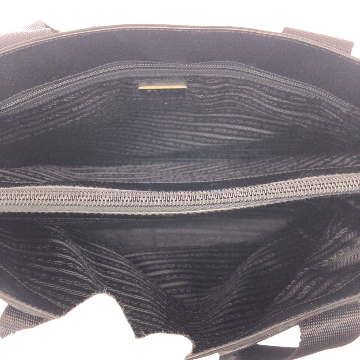 Prada Tessuto Saffiano Black Silver Nylon Leather Business Briefcase 2-Way — view 8