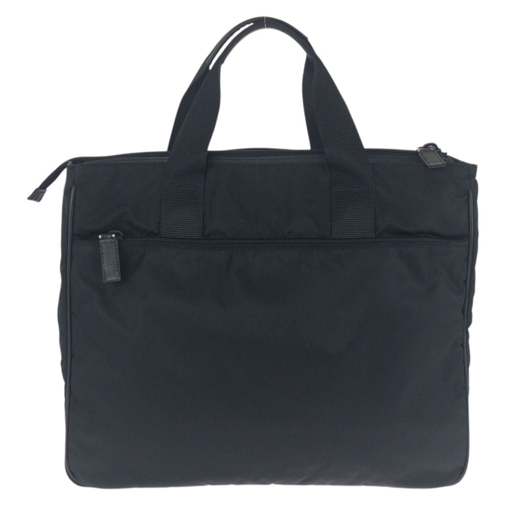 Prada Tessuto Saffiano Black Silver Nylon Leather Business Briefcase 2-Way — view 2
