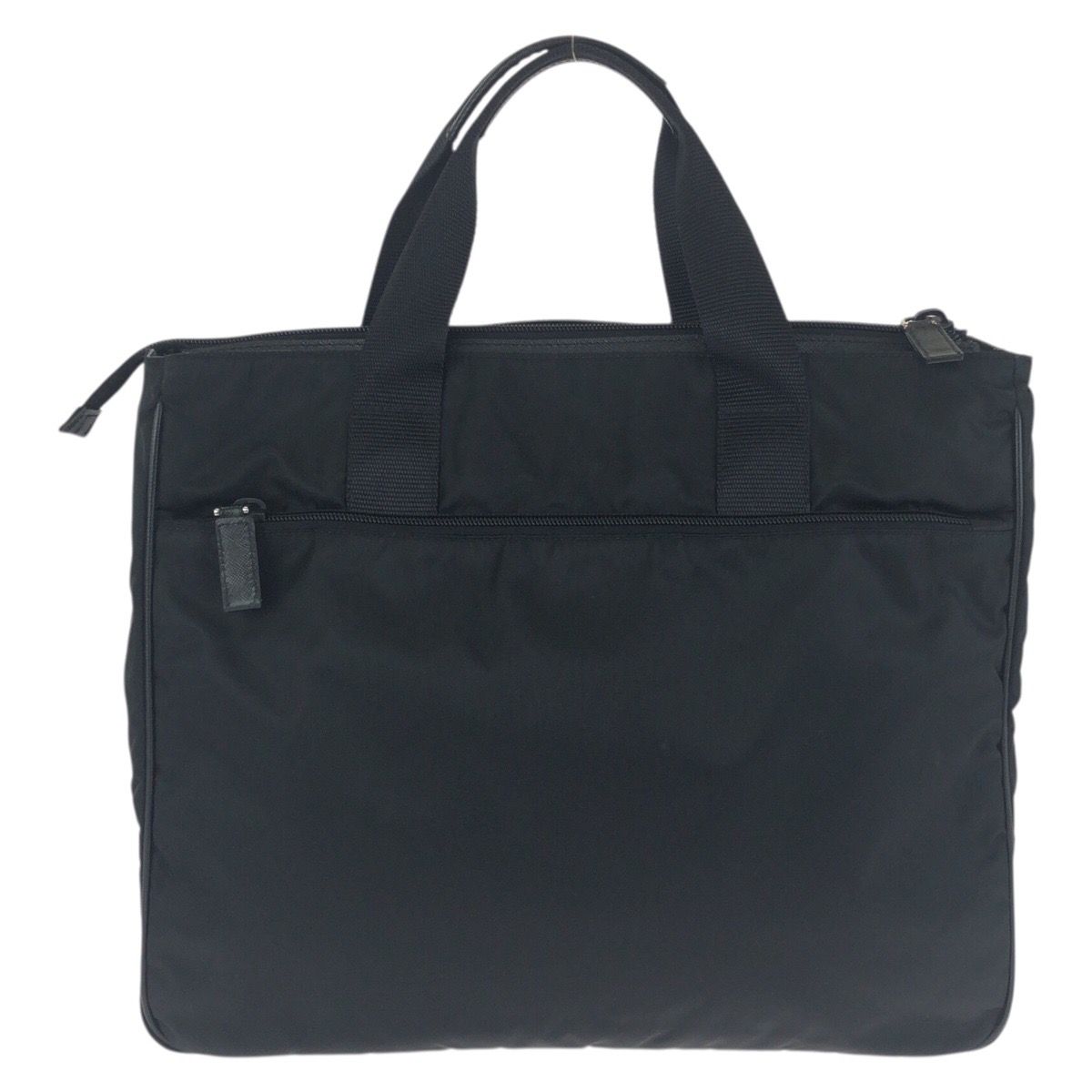 Prada Tessuto Saffiano Black Silver Nylon Leather Business Briefcase 2-Way — view 2