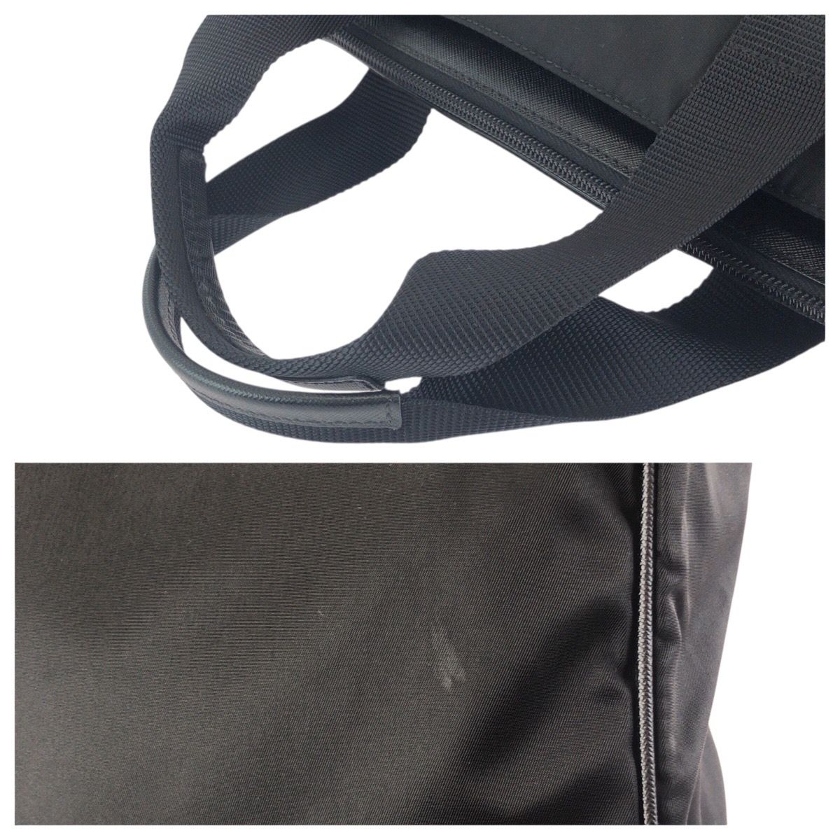 Prada Tessuto Saffiano Black Silver Nylon Leather Business Briefcase 2-Way — view 5