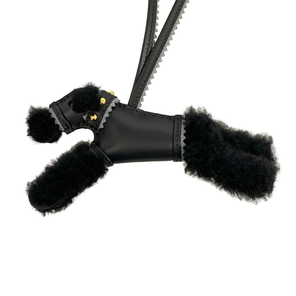 Hermes Key Holder Buddy Epi Black Gris Perle Studs Shearling — view 4