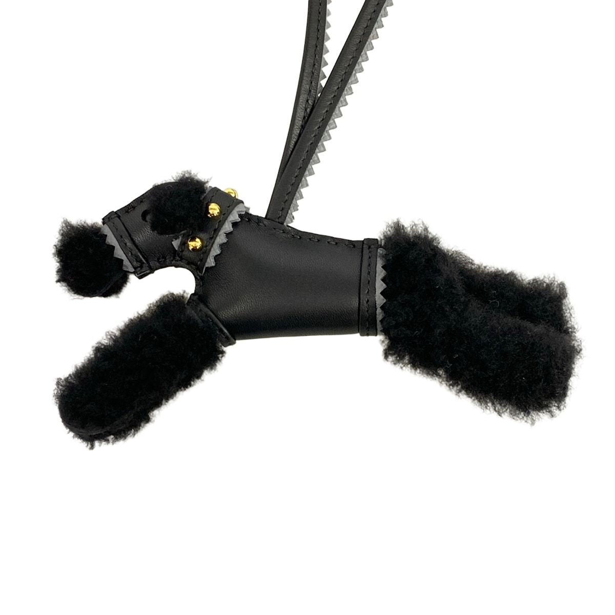 Hermes Key Holder Buddy Epi Black Gris Perle Studs Shearling — view 4