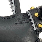 Hermes Key Holder Buddy Epi Black Gris Perle Studs Shearling — view 3