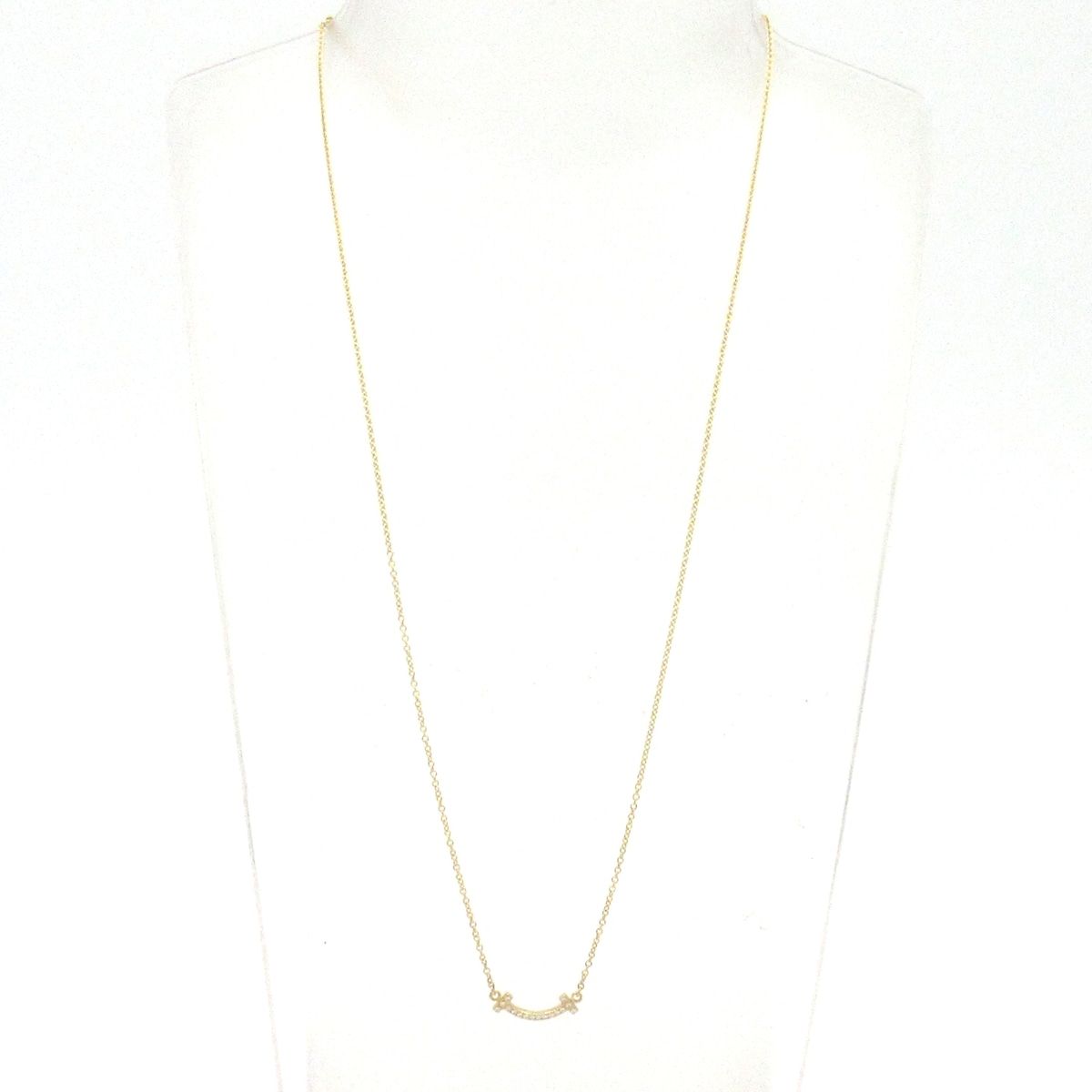 Tiffany & Co Necklace T Smile Pendant 18k Yellow Gold Diamond — view 2