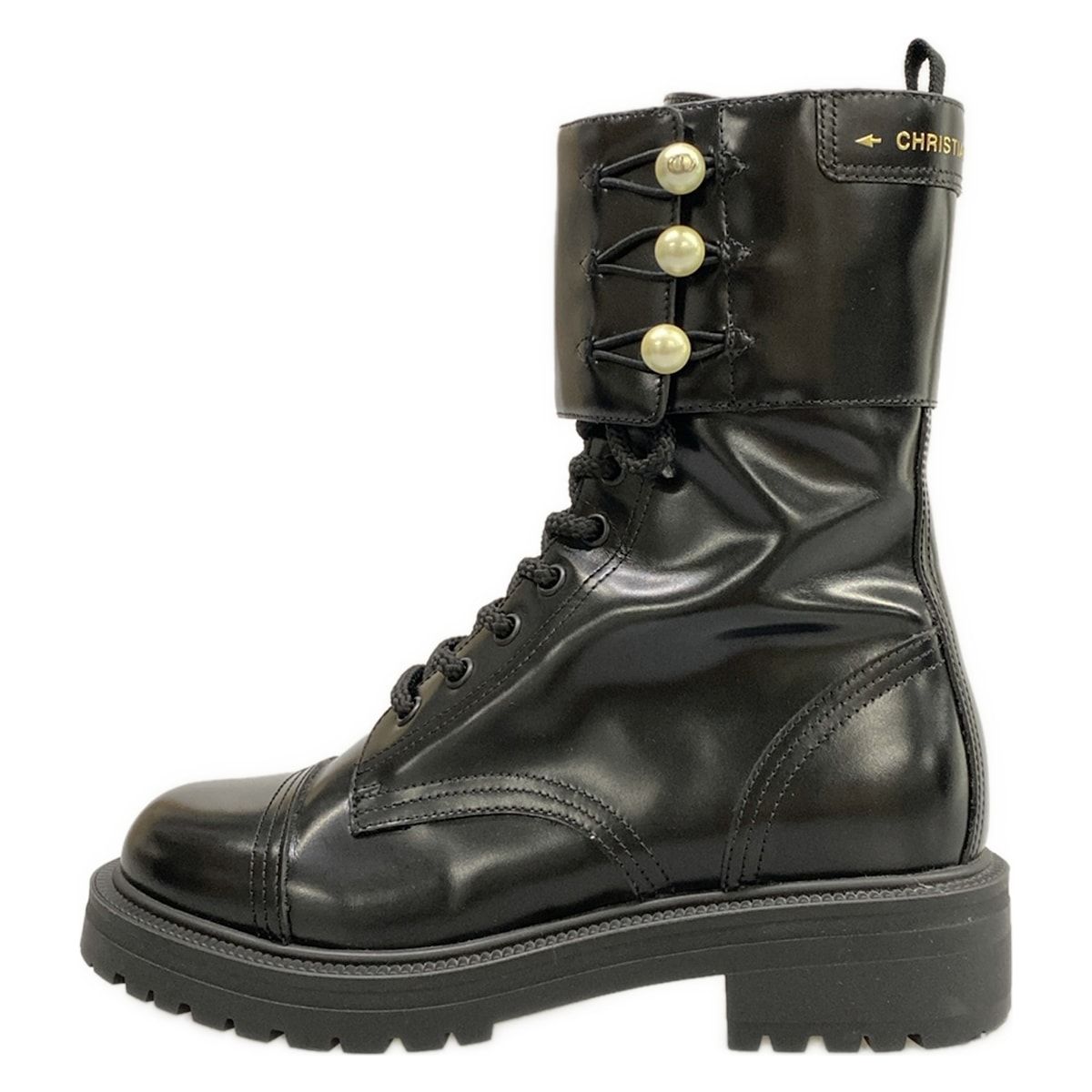 Dior Short Boots Black Pearl Leather