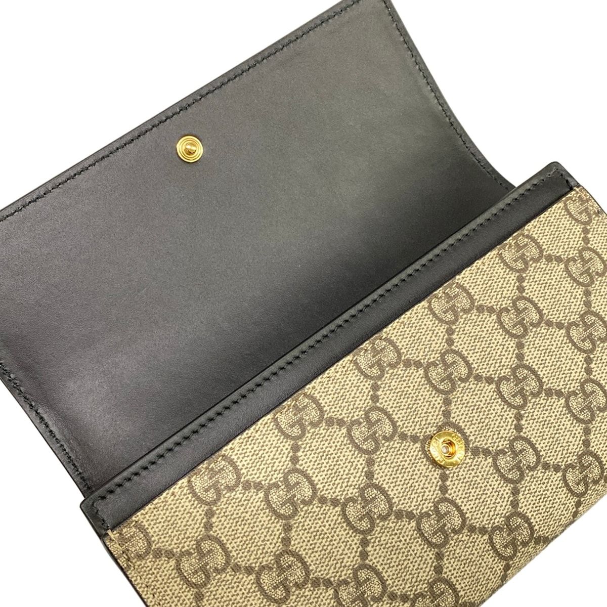 Gucci Wallet GG Plus Supreme Beige Dark Gray Black Leather — view 3