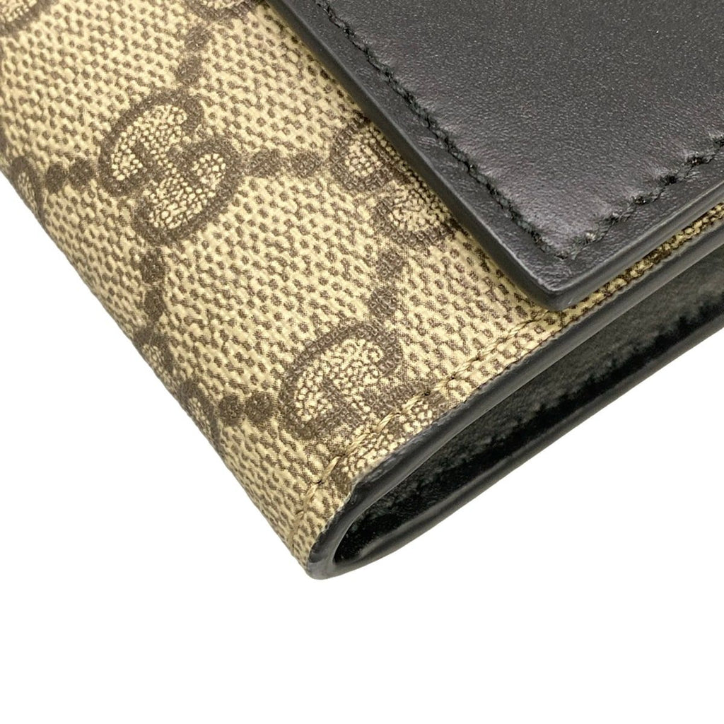 Gucci Wallet GG Plus Supreme Beige Dark Gray Black Leather — view 8