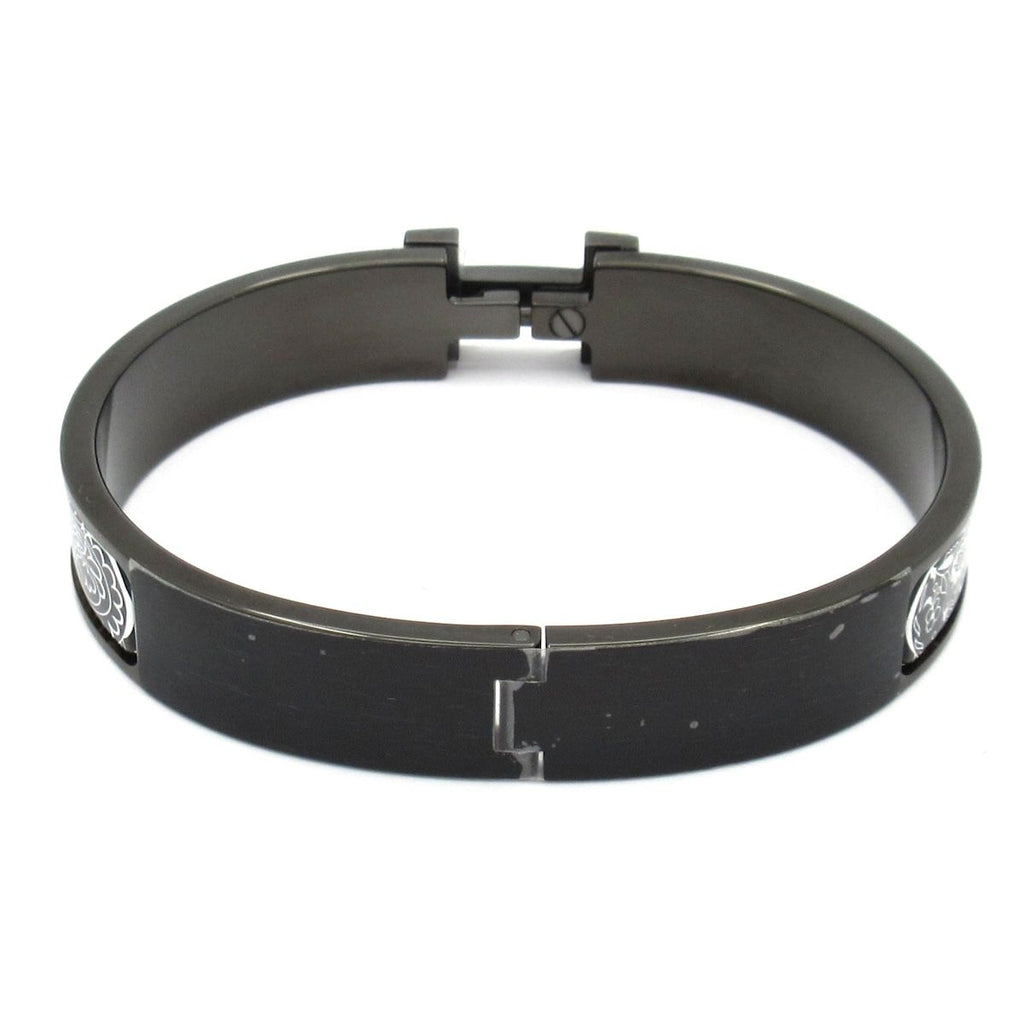Hermes Bangle Click HH Leather Black White Amazon Festival Bandana So Bracelet — view 3