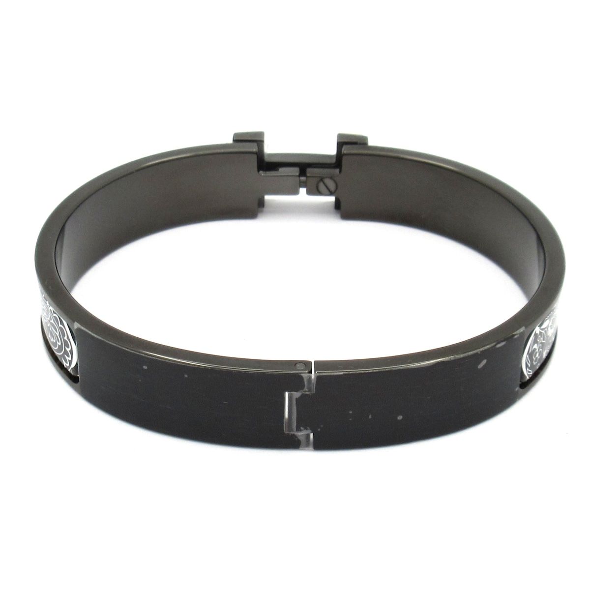 Hermes Bangle Click HH Leather Black White Amazon Festival Bandana So Bracelet — view 3