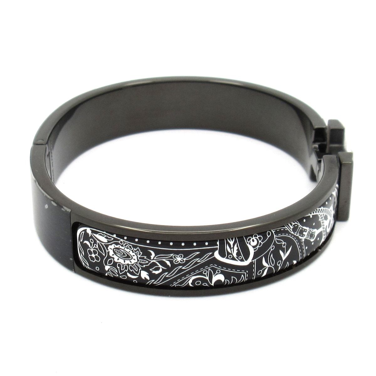 Hermes Bangle Click HH Leather Black White Amazon Festival Bandana So Bracelet — view 2