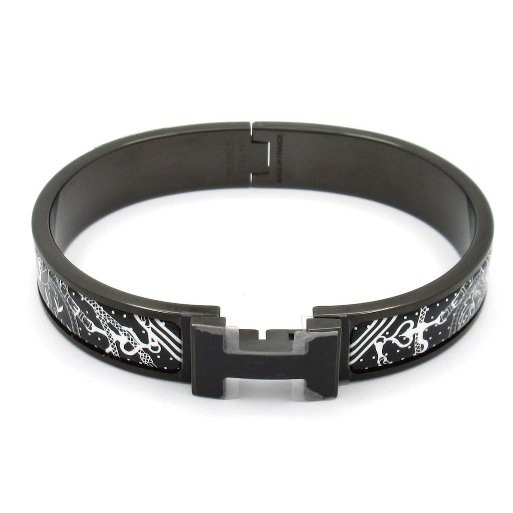 Hermes Bangle Click HH Leather Black White Amazon Festival Bandana So Bracelet