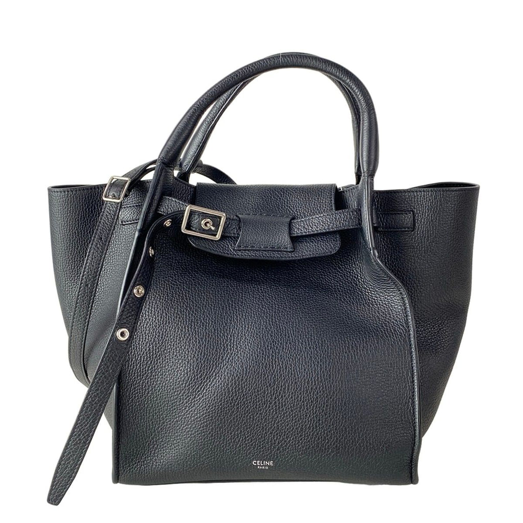 Celine Tote Big Small with Long Strap Black Leather