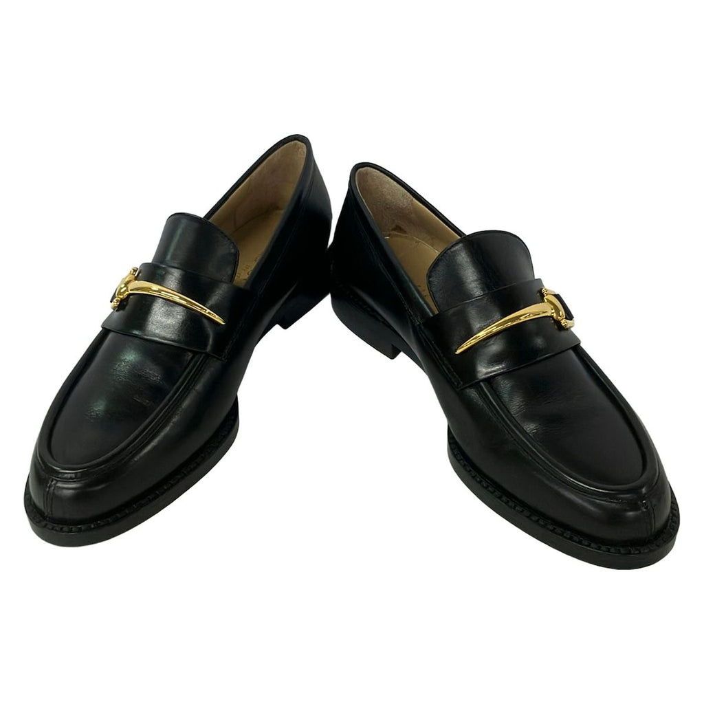 Gucci Loafers 36 C Black Gold Leather — view 2
