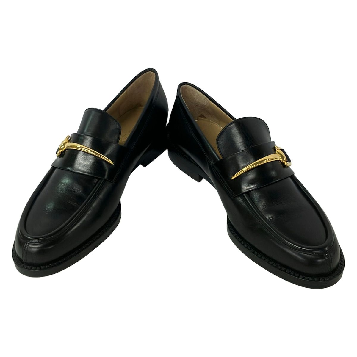 Gucci Loafers 36 C Black Gold Leather — view 2