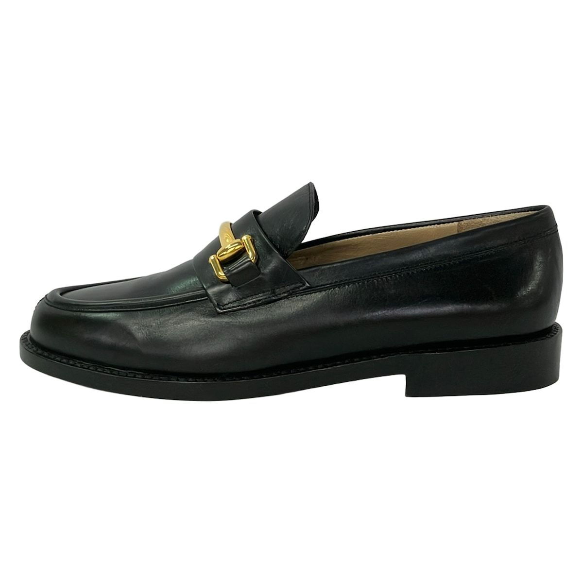 Gucci Loafers 36 C Black Gold Leather