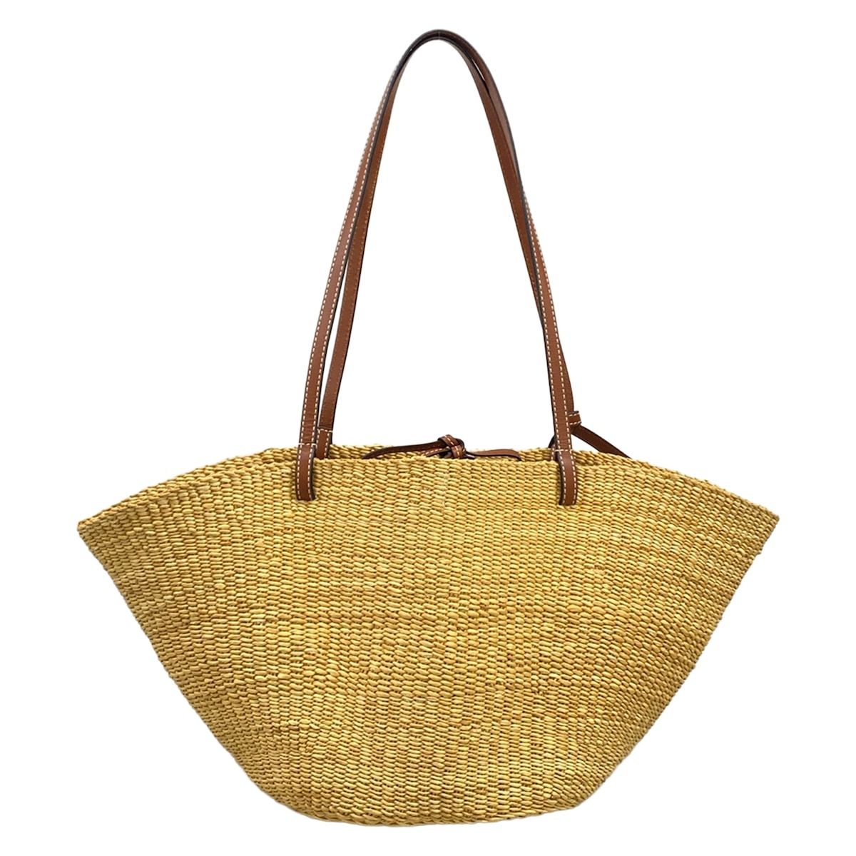 Loewe Tote Shell Basket Small Beige Dark Brown Leather — view 3