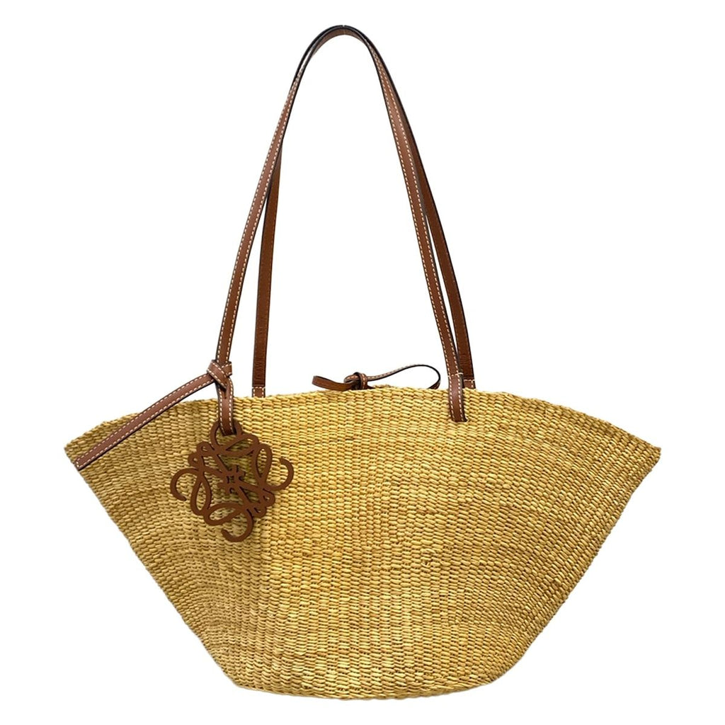 Loewe Tote Shell Basket Small Beige Dark Brown Leather