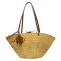 Loewe Tote Shell Basket Small Beige Dark Brown Leather