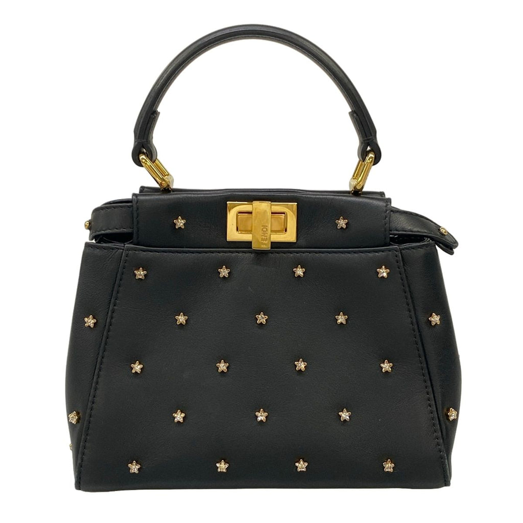 Fendi Handbag Peekaboo XS Black Gold Rhinestone Star