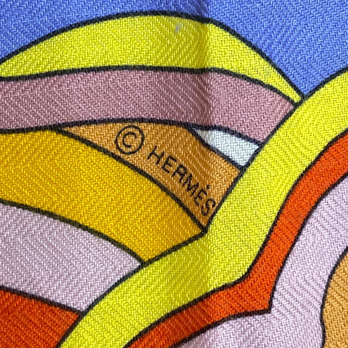 Hermes Shawl Carre 140 Rose Joanneviv Etoupe Faubourg Rainbow Cashmere Silk — view 2